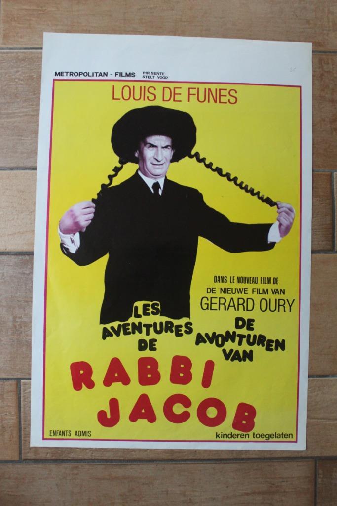 filmaffiche Louis De Funes Rabbi Jacob 1973 filmposter, Verzamelen, Posters, Zo goed als nieuw, Film en Tv, A1 t/m A3, Rechthoekig Staand