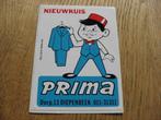 Vintage Sticker Nieuwkuis Prima Diepenbeek, Ophalen of Verzenden, Nieuw, Bedrijf of Vereniging