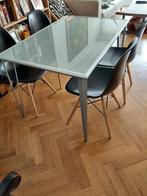 Table bureau Ikea en verre trempé et métal, Métal, 100 à 150 cm, Rectangulaire, 50 à 100 cm