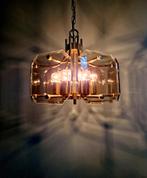 Kroonluchter van messing en gerookt glas, Luigi Colani, 1980, Antiek en Kunst, Ophalen of Verzenden