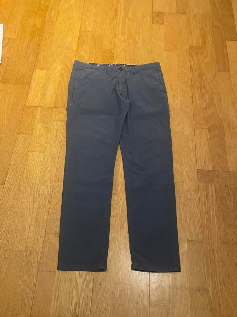 Zilton slim fit broek grijs/blauw W35 L36, Kleding | Heren, Broeken en Pantalons, Zo goed als nieuw, Maat 52/54 (L), Blauw, Ophalen of Verzenden