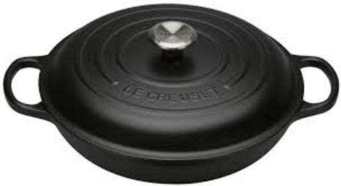 le creuset  matt black 30cm signature campagnard   024147263, Huis en Inrichting, Keuken | Potten en Pannen, Nieuw, Gietijzer