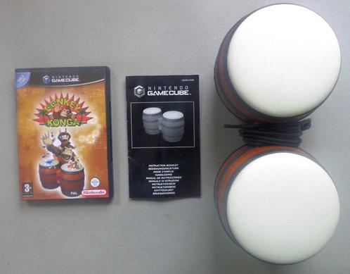 Donkey Konga + Bongo controller voor de Nintendo GameCube, Games en Spelcomputers, Games | Nintendo GameCube, Zo goed als nieuw