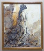 J. ABURA / NAAKTE JONGE VROUW / OLIEVERF KARTON / 47x40cm, Ophalen of Verzenden