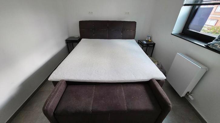 Boxspring 180x200, Huis en Inrichting, Slaapkamer | Boxsprings, Gebruikt, 180 cm, 200 cm, Tweepersoons, Bruin, Grijs, Zwart, Ophalen