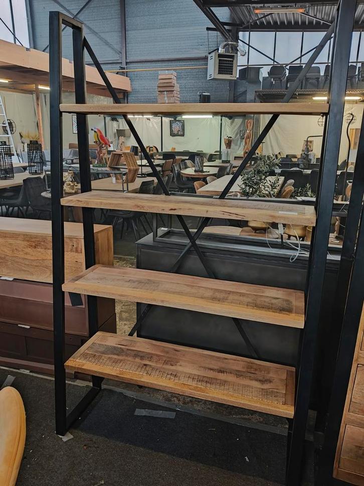 Rek mangohout (outlet), Huis en Inrichting, Kasten | Wandmeubels, Nieuw, 200 cm of meer, 25 tot 50 cm, Met plank(en), Ophalen