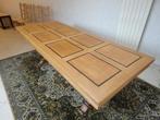 Eiken tafel 2,20 m x 0,90 m inleg ebbenhout - UNIEK STUK -, Huis en Inrichting, Tafels | Eettafels, Ophalen, Eikenhout, 200 cm of meer