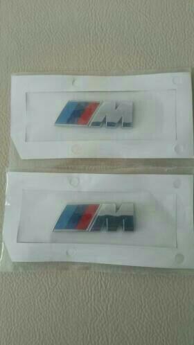 2x Bmw M power spatbord zijlogos zwart/zilver 45 mm x 15 mm, Auto diversen, Autostickers, Ophalen of Verzenden