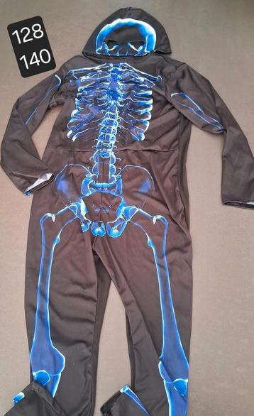 Costume de squelette d'Halloween tailles 128-140, Enlèvement ou Envoi, Comme neuf