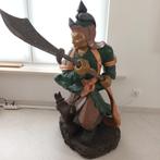 Grote hout sculptuur van een chinese krijger H110cm, Ophalen