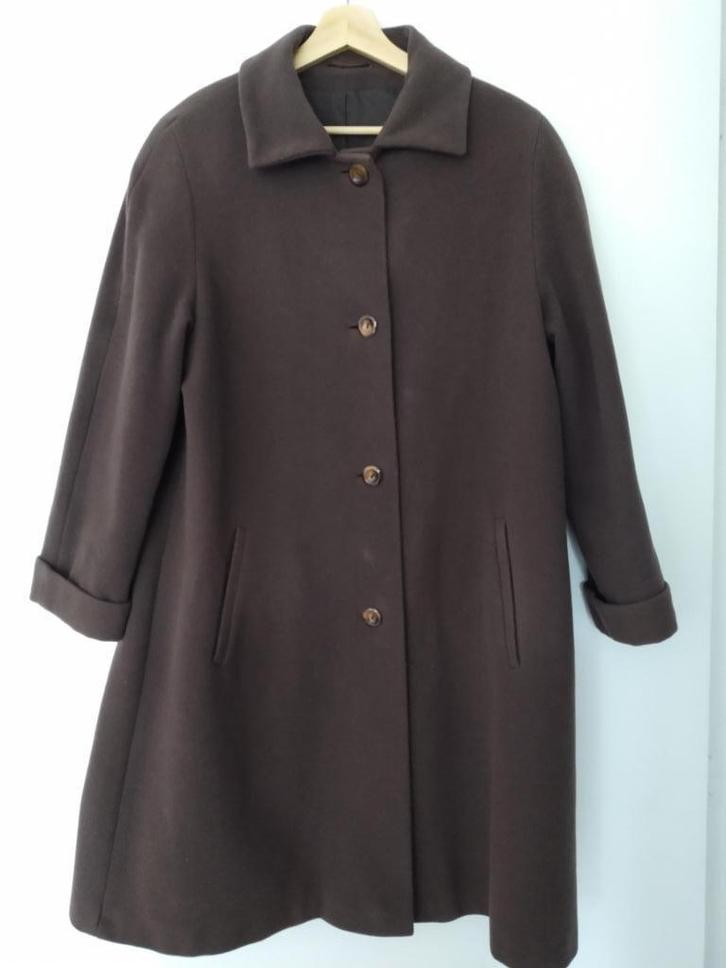 wollen/kasjmier winterjas - maat 42/44, Kleding | Dames, Jassen | Winter, Zo goed als nieuw, Maat 42/44 (L), Bruin, Ophalen of Verzenden