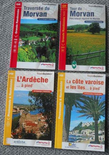 4 topo-guides France : Morvan , Ardèche et Côte varoise, Enlèvement ou Envoi, Utilisé, Europe, Guide de balades à vélo ou à pied