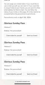 Ticket Tomorrowland Glorious Sunday weekend 1, Tickets & Billets, Une personne