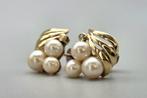 Gouden vintage oorbellen parel en diamant. 2025/814., Verzenden, Zo goed als nieuw, Met edelsteen, Knopjes of Stekers