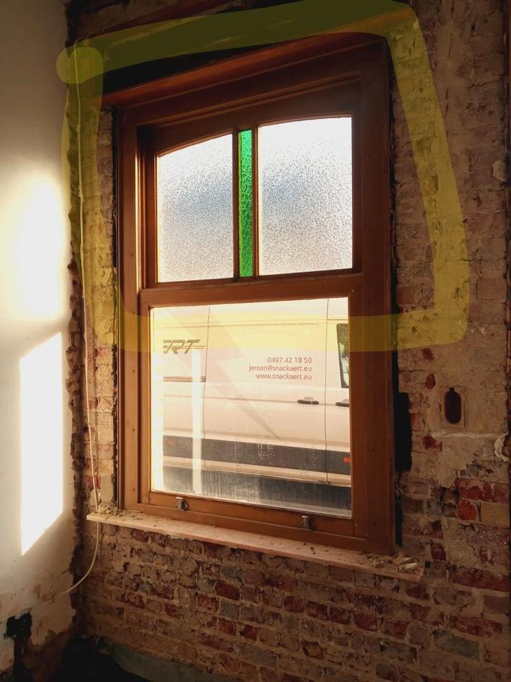 Gratis houten raam kathedraalglas - decoratief, Doe-het-zelf en Bouw, Raamkozijnen en Schuifdeuren, Hout, Ophalen