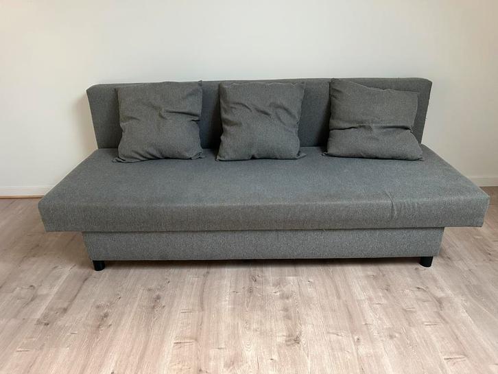 Zetel(bed), Huis en Inrichting, Slaapkamer | Slaapbanken, Gebruikt, Overige maten, Grijs, Ophalen