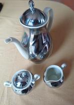 Service à café vintage en porcelaine argentée, Enlèvement ou Envoi, Comme neuf, Autres types, Argenté