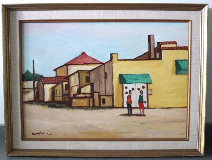 Theo HUMBLET, op het strand in Portugal, Antiek en Kunst, Kunst | Schilderijen | Klassiek, Ophalen of Verzenden