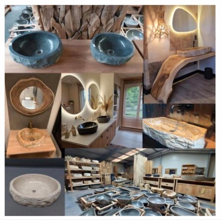 Lavabo, Waskom in Natuursteen, Huis en Inrichting, Badkamer | Complete badkamers, Nieuw, Ophalen