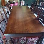 Massieve tafel + 6 stoelen 200x85 met kwaliteitslabel, Ophalen, Eikenhout, 50 tot 100 cm, Zo goed als nieuw
