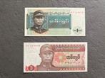 Série de 2 billets de banque neufs Myanmar UNC, Timbres & Monnaies, Série, Asie du Sud Est