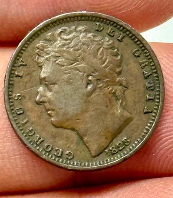 Pièce George IV Copper Penny 1828 ancienne britannique