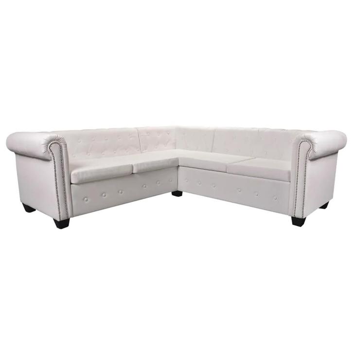 hoek salon chesterfield wit nieuw, Huis en Inrichting, Zetels | Complete zithoeken, Nieuw, Hout, Ophalen