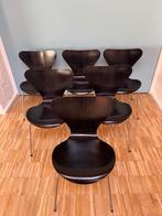 6 x Fritz Hansen vlinderstoel fineer Arne Jacobsen, Huis en Inrichting, Stoelen, Ophalen, Design klassieker, Gebruikt, Zwart