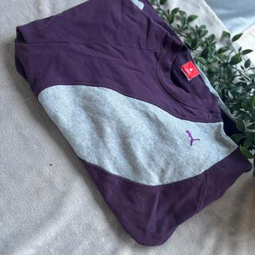 Reworked Puma Sweater – Uniek Paars & Grijs Design (Maat L) beschikbaar voor biedingen