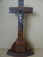 Crucifix en bois ancien IHS 1930 grand crucifix 50cm 1930, Antiquités & Art, Enlèvement ou Envoi