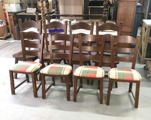 bel ensemble de 8 chaises de ferme anciennes en chêne, super, Maison & Meubles, Chaises, Utilisé, Cinq, Six Chaises ou plus, Bois