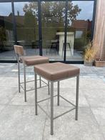 4 barstoelen met leuning te koop, Ophalen, Met voetsteun, 60 tot 90 cm, Leer