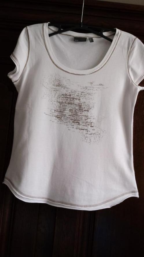 Wit/beige T-shirt met print van Mexx, L, Kleding | Dames, T-shirts, Zo goed als nieuw, Wit, Ophalen of Verzenden