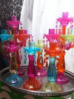 Set kleurrijke glazen kandelaars, Huis en Inrichting, Gebruikt, Ophalen of Verzenden