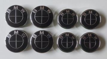 Set van 4 BMW 56/60/68 mm wieldoppen - Volledig zwarte logo' beschikbaar voor biedingen