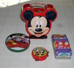 Vier blikken doosjes met Walt Disney-figuurtjes, Ophalen of Verzenden, Mickey Mouse, Gebruikt, Overige typen