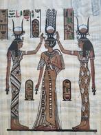 Metalen kader met Egyptische tekening op papyrus., Antiek en Kunst, Ophalen