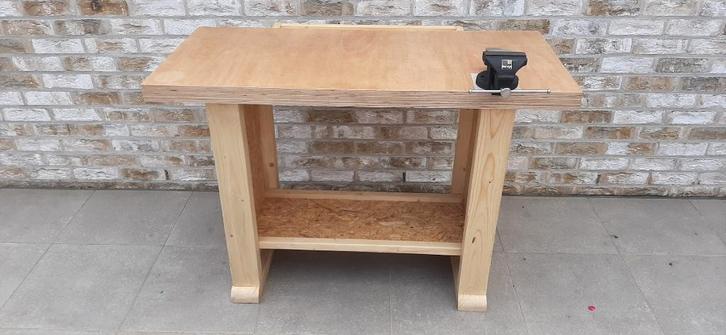 Établi, table de travail en bois,  robuste + étau inclus, Bricolage & Construction, Établis, Neuf, Étau, Enlèvement