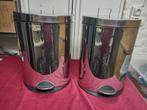 2 poubelles ouverture pression, acier inox, seau intérieur, Inox, À pédale, Moins de 50 cm, Enlèvement ou Envoi