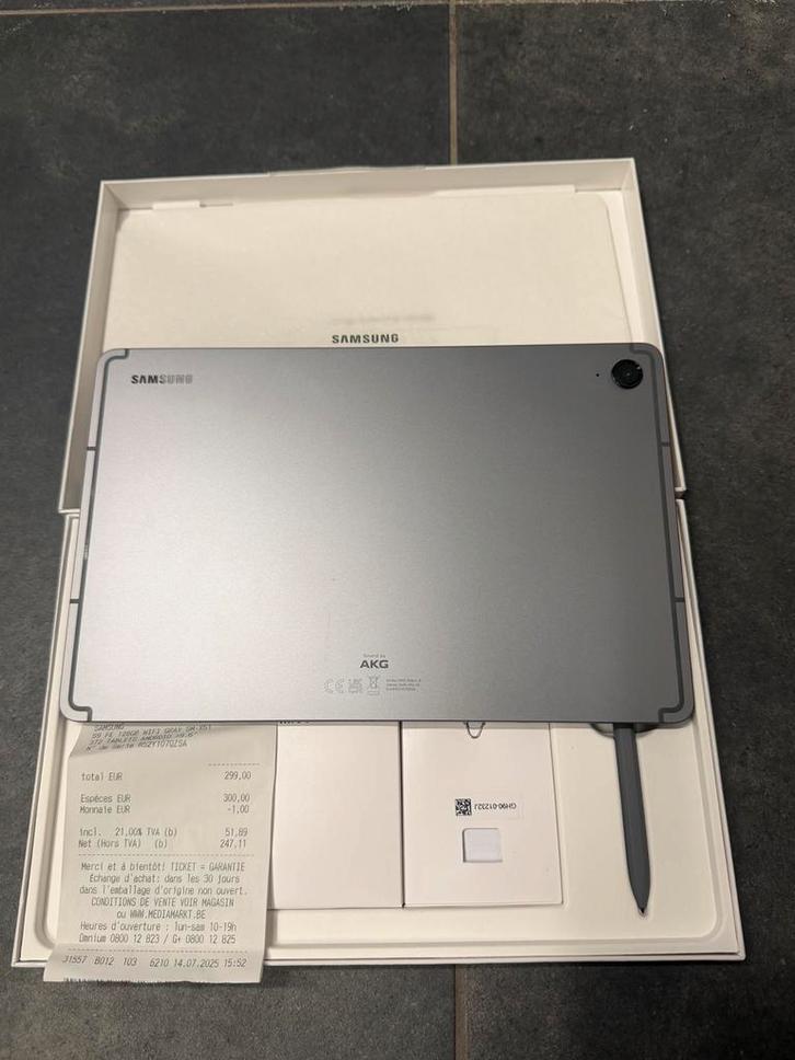 Samsung Galaxy Tab S9 FE – 128 Go – Grise, Informatique & Logiciels, Android Tablettes, Comme neuf, Enlèvement