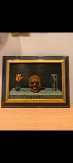 Ancien tableau Vanitas vintage avec sceau à l'arrière, Antiquités & Art, Enlèvement ou Envoi
