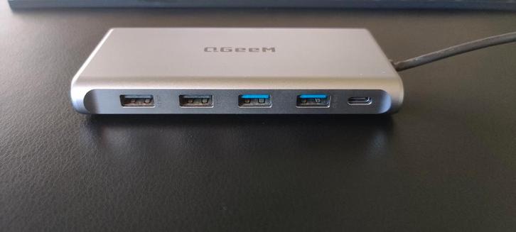 QGeeM 12-in-1 USB C docking station, Computers en Software, Dockingstations, Zo goed als nieuw, Docking station, Laptop, Ophalen of Verzenden