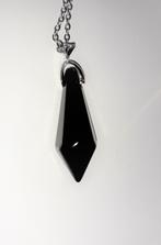 Collier en argent pierre naturelle Obsidienne Noire, Noir, Envoi, Neuf, Pierre ou Minéral