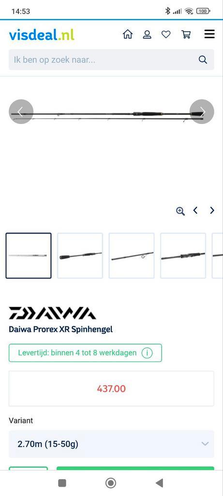 Nieuwe Daiwa prorex XR spinhengel. Top hengel voor de roofvi, Watersport en Boten, Hengelsport | Roofvissen, Ophalen of Verzenden