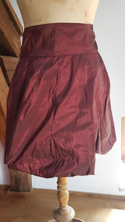 SARAH PACINI - Jupe bordeaux irisée - T.0, Kleding | Dames, Rokken, Gedragen, Maat 36 (S), Rood, Ophalen of Verzenden