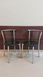 Twee chrome stoelen met tafel, Huis en Inrichting, Tafels | Eettafels, 100 tot 150 cm, Ophalen of Verzenden, Eikenhout, Vier personen