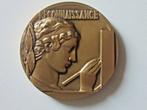 Delannoy 1960 Bronzen medaille Allegorie op het schrijven, Ophalen of Verzenden, Brons