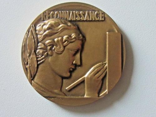 Delannoy 1960 Bronzen medaille Allegorie op het schrijven, Postzegels en Munten, Penningen en Medailles, Brons, Ophalen of Verzenden