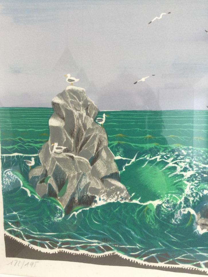 Lithografie nr. 172/195 Mady de la Giraudière: de rots, Antiek en Kunst, Kunst | Litho's en Zeefdrukken, Ophalen