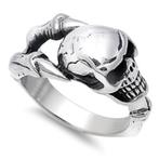 Mannenring in chirurgisch staal met klauw & doodskop, Handtassen en Accessoires, Ringen, Ophalen of Verzenden, Nieuw, IJzer of Staal